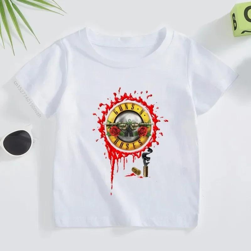 3T~14T Rock Band Gun N Roses Children's T Shirt Boys and Girls Music Short Sleeve Tops Kids Casual Cotton Clothes