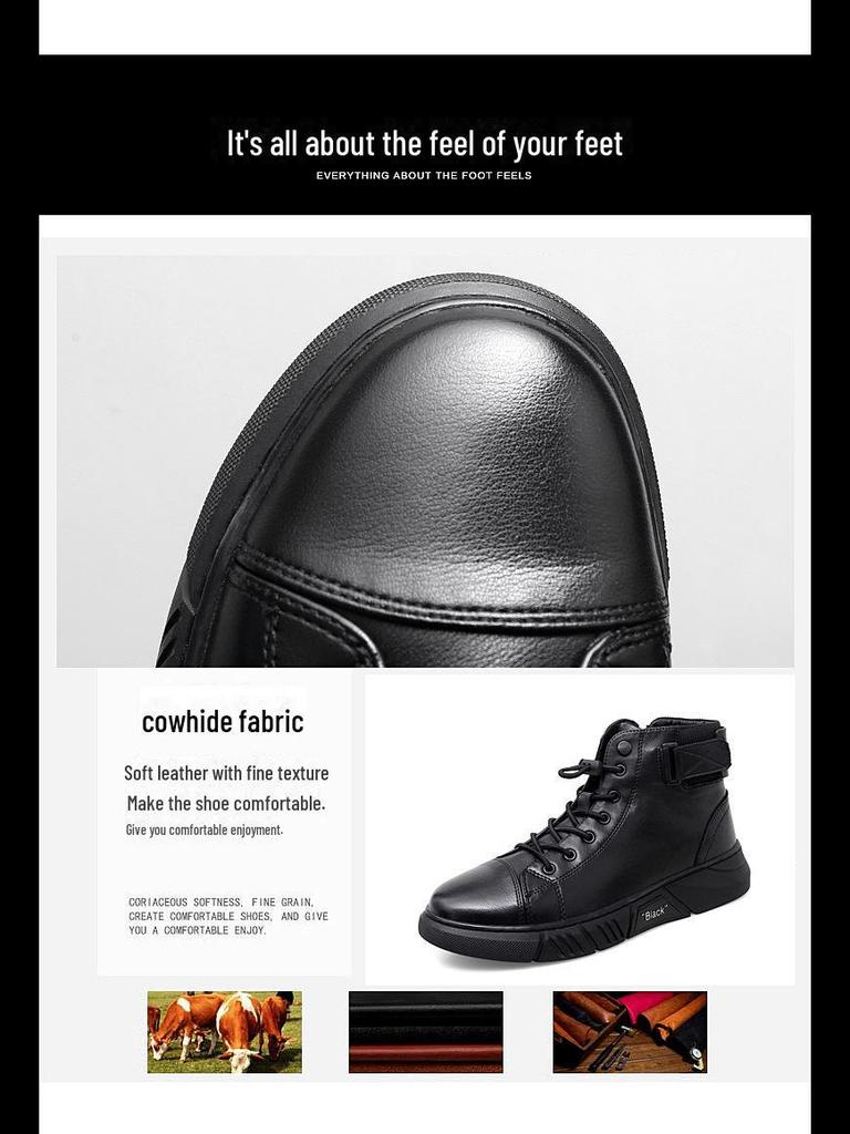 2023 Chelsea Martin Men's Warm Velvet High Top Casual British Leather Boots