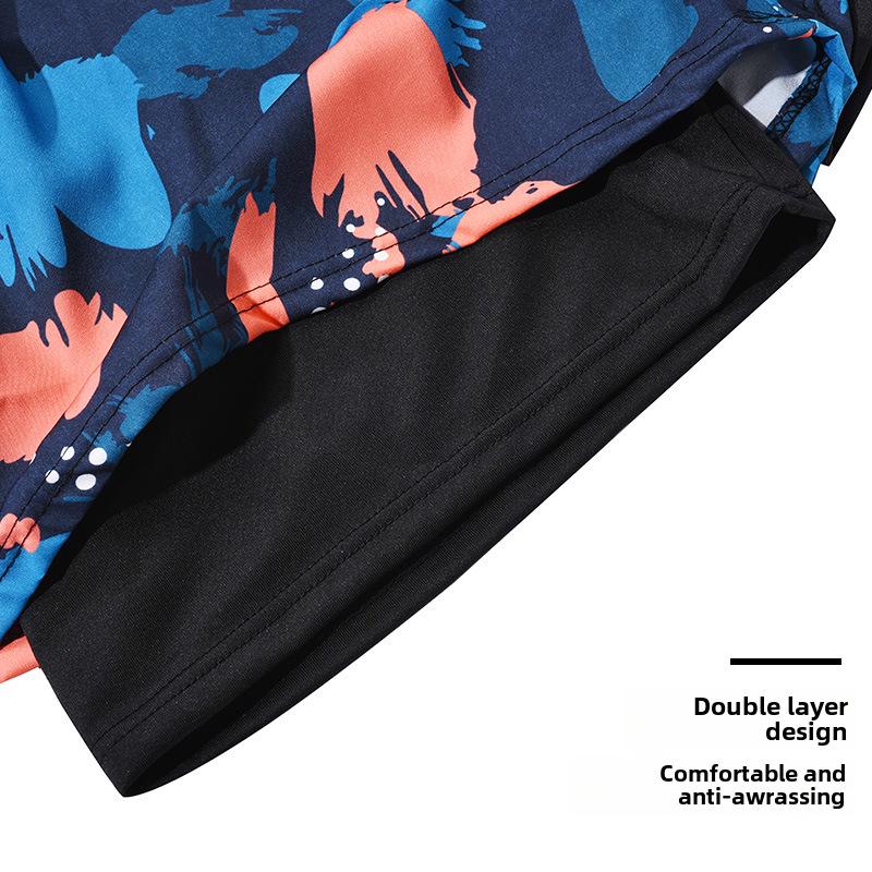 Men's Quick-Dry Double-Layer Loose-Fit Printed Swim Trunks