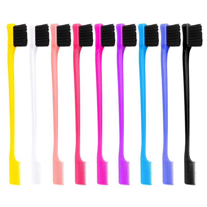 Hair Anti-static Edge Brush Comb 2-in-1 Double-sided Edge Control Brush Hair Styling Tool with Comb,Special for Real Hair Wigs