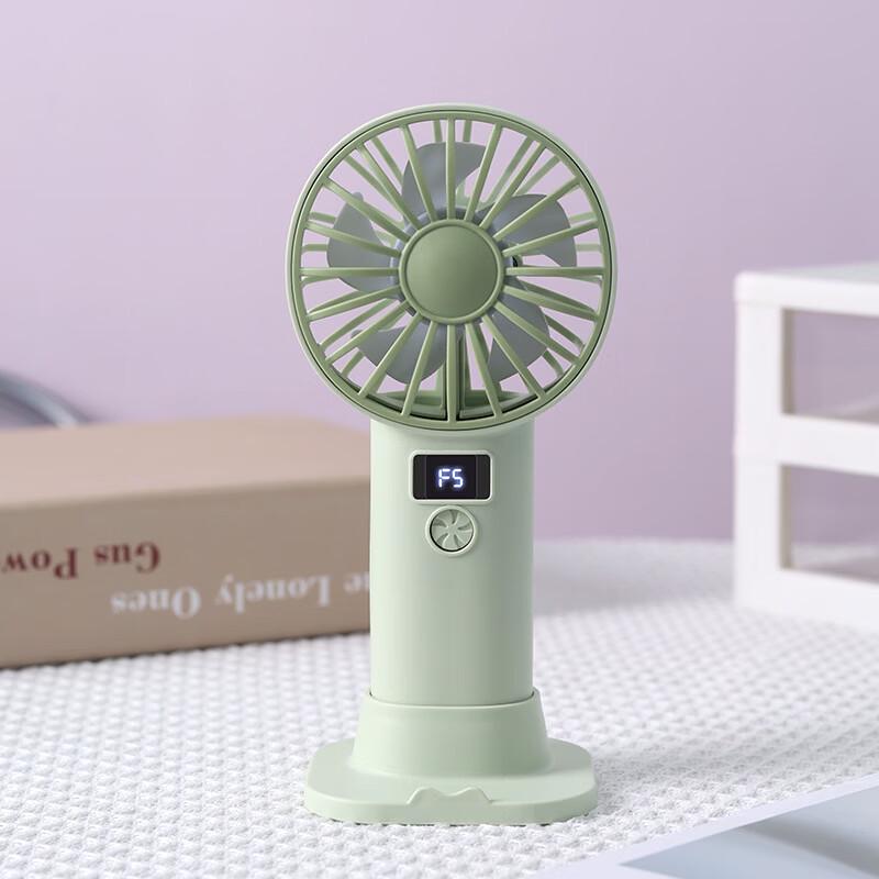 Portable USB Rechargeable Desktop Handheld Fan with Phone Stand зелёный