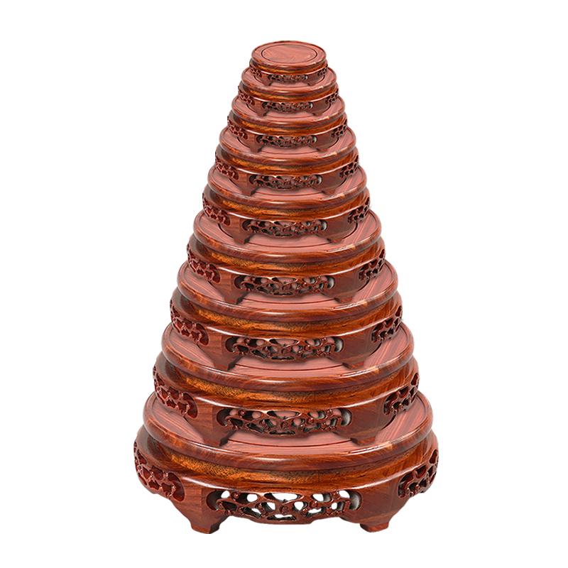 Red Sandalwood Buddha Statue & Vase Stand