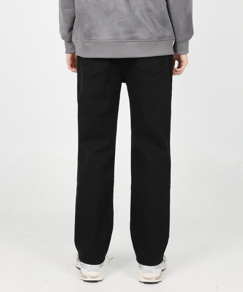 Jikeulib Bonded Brushed Cut Hem Black Straight Cotton Pants