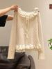 Stylish Slimming Velvet Polka Dot Long Sleeve Round Neck Top