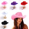 1Pc Cowboy Performance Feathered Ballroom Costume Hat Festival Decorations Strap Non-woven Fabric