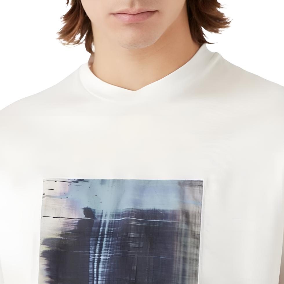 Emporio Armani FW22 Abstract Pattern Printed Crew Neck Short Sleeve T-Shirt Men Tops 6L1T751-JUVZ1-0138