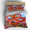 Red dragon with flowers. Bedding sets Duvet cover sets Duvet covers Pillowcases(1*Duvet Cover 2*Pillowcases without duvet insert)