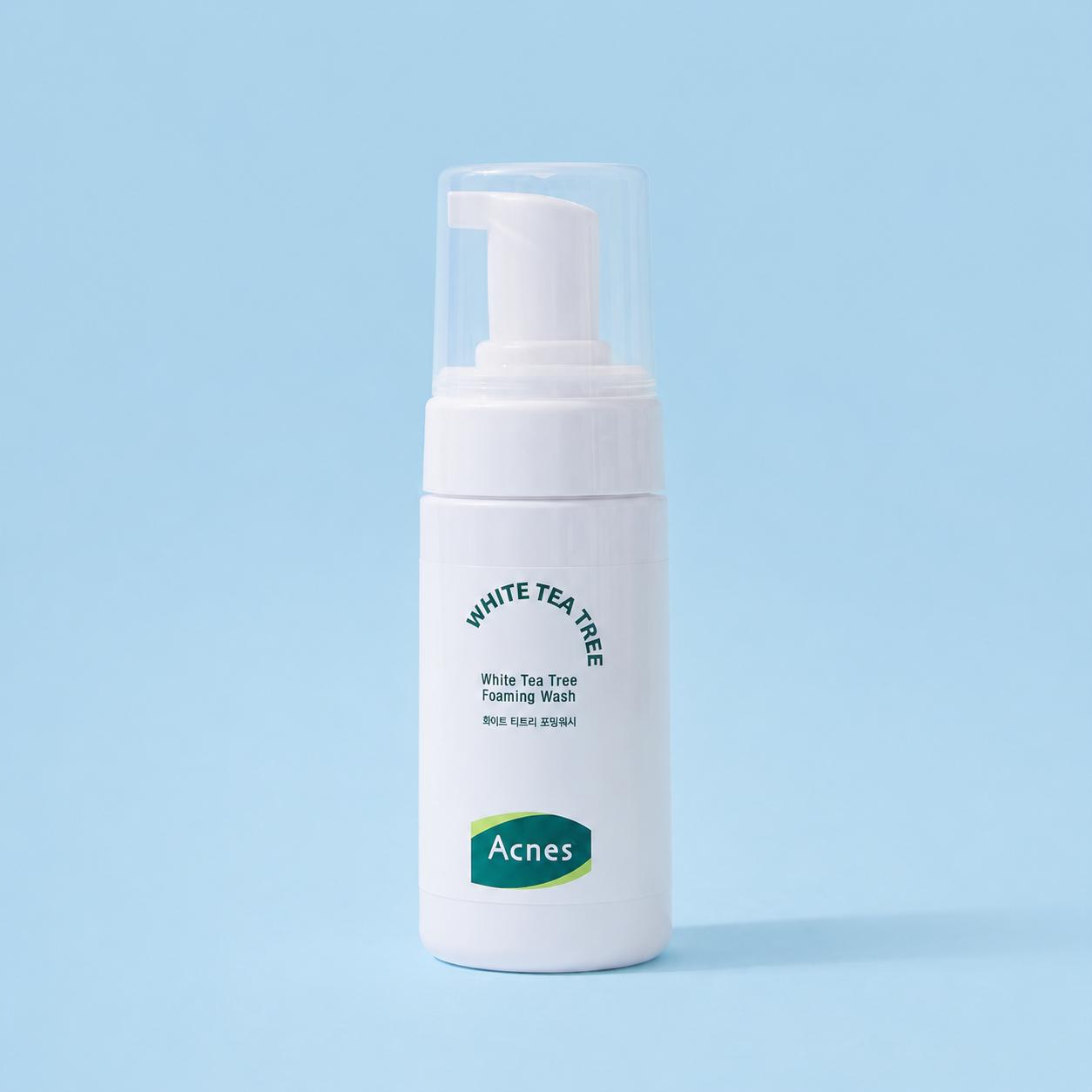 ACNES White Tea Tree Foaming Wash 100ml Gentle Acne Cleansing Foam for Sensitive Skin K-Beauty Cleanser