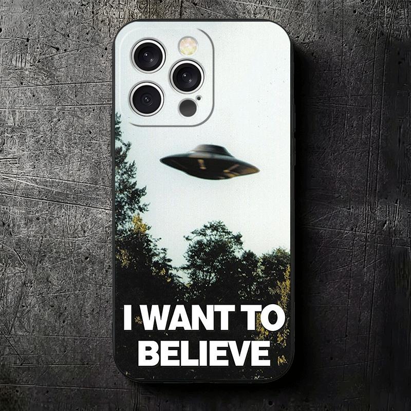 The X Files I Want to Believe Soft Phone Case for iPhone 16 16E 17 Air 15 Pro Max 14 Plus 13 Mini 11 12 7 Black Cover Back Shell