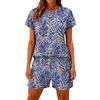 Women's Casual And Comfortable Floral-Print Short-Sleeve Set With Pockets