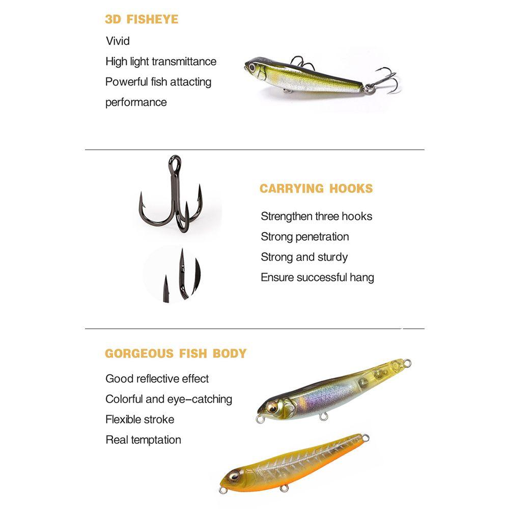 71mm 7g Useful Crankbaits Minnow Lures Pencil Baits with Steel ball Winter Fishing Fish Hooks