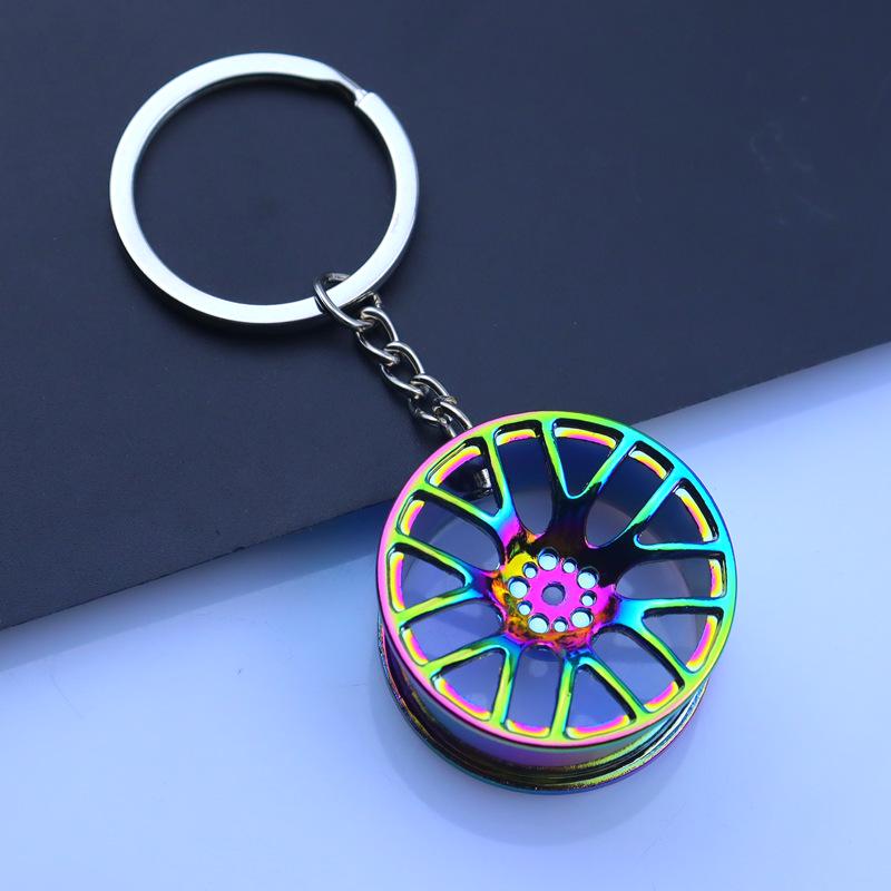 Gold Silver Black Car Wheel Keychain with Laser Logo: A Stylish Metal Accessory