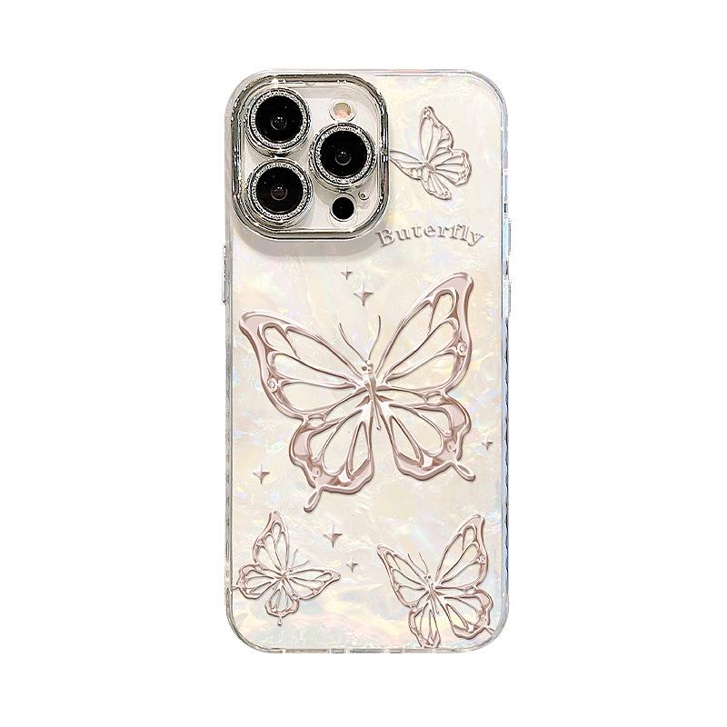 Line Butterfly Suitable for Apple 17promax Mobile Phone Case Iphone16 Light Luxury Premium 15 All-inclusive Lens 14 Women