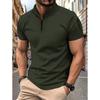 Men's Summer Casual Stand Up Collar Solid Color Short Sleeved Polo Shirt