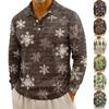 Men's Casual Christmas Print Button Long Sleeve Shirt
