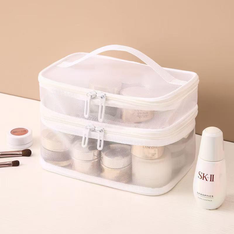 Large Mesh Makeup and Toiletry Bag - Portable, Travel-Friendly, Customizable Logo
