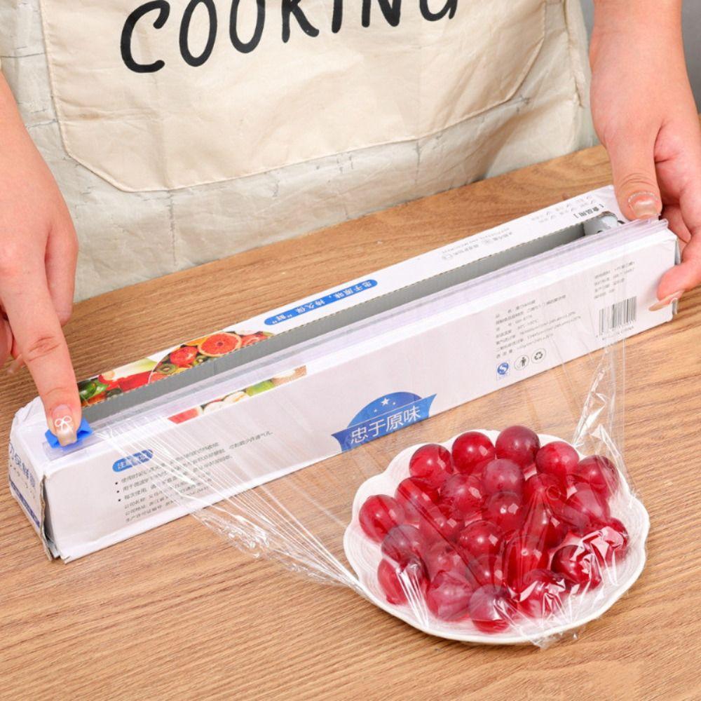 30x100m Reusable Fresh-keeping Bag Hand-free Cling Film Durable Boxed Plastic Wrap