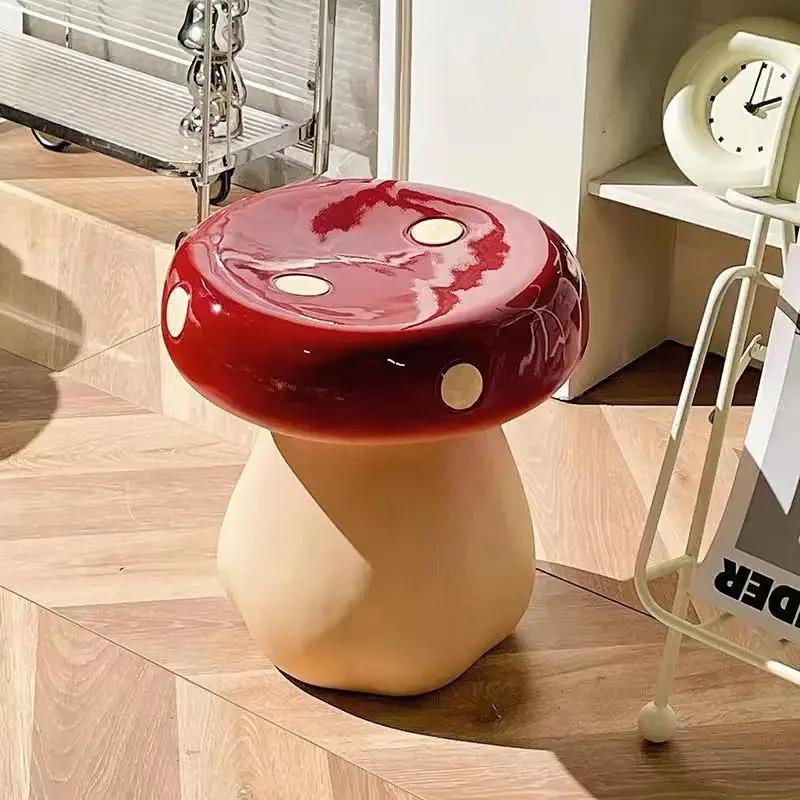 Modern Simple Mushroom Cartoon Shape Stool Floor Decoration Gift Home Bedroom Living Room Shoes Replace Stool Ottomans Furniture