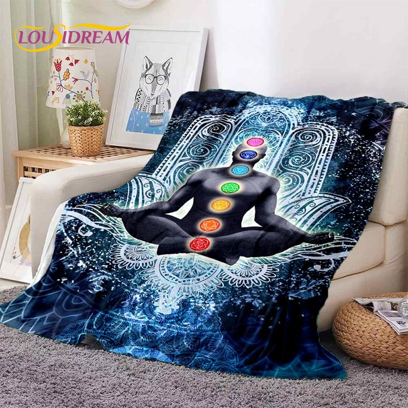 3D Yoga Meditation Rainbow 7 Chakra HD Soft Flannel Blankets,Throw Blanket Comfortable Blanket for Picnic Beds Home Bedroom Gift