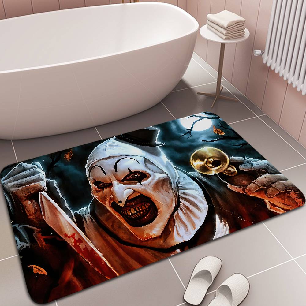 Horror T-Terrifier Film Eingangstür Matte Waschbar Rutschfest Wohnzimmer Sofa Stühle Bereich Matte Küche Willkommen Fußmatte