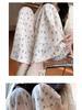 Women's Korean Floral Print High-Waist Loose Drape Pants: Summer Slimming Wide-Leg Trousers