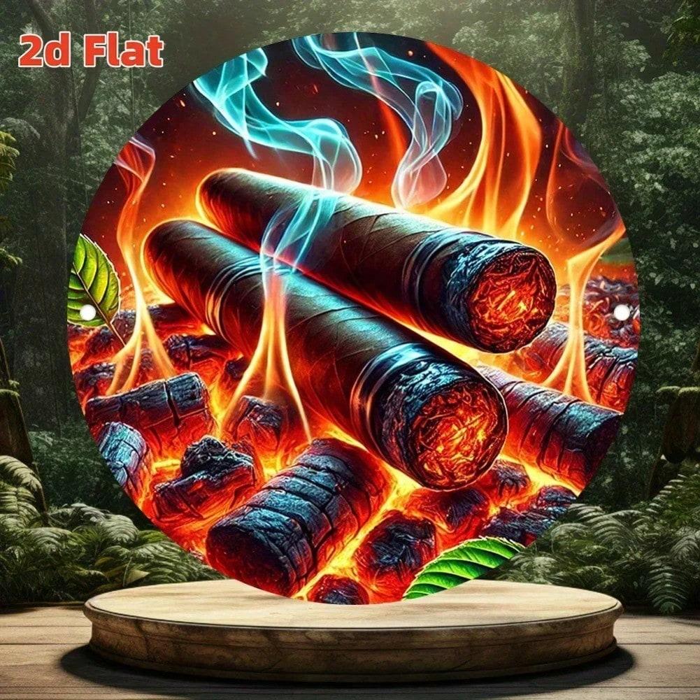 Metal Tin Sign 2D Circular Wall Art Home Bar Cafe Decor 20x20