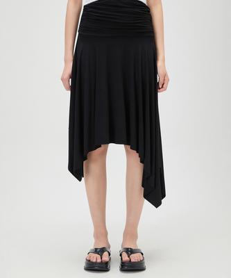 MIXXO Shirred Elastic Waist Asymmetrical Long Skirt Re Wmg47Ms_Miwwmg57Qg