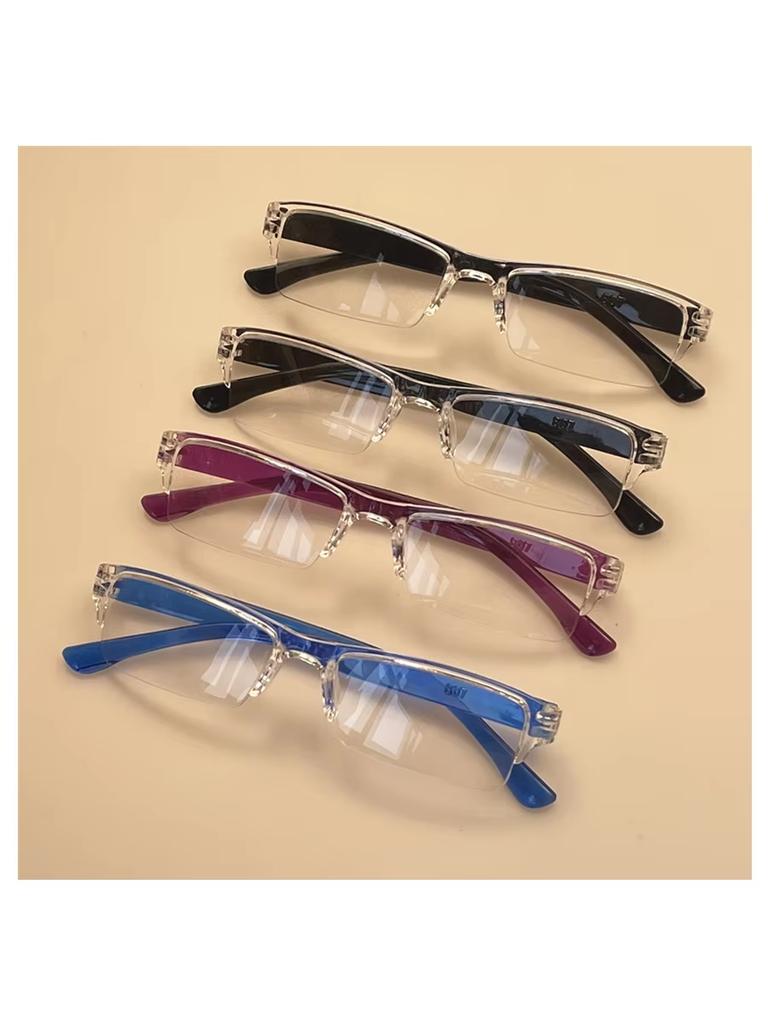 4pcs Reading Glasses Ultra-Light HD Reading Glasses for Men & Women - Stylish Square Frame Portable Design Adjustable