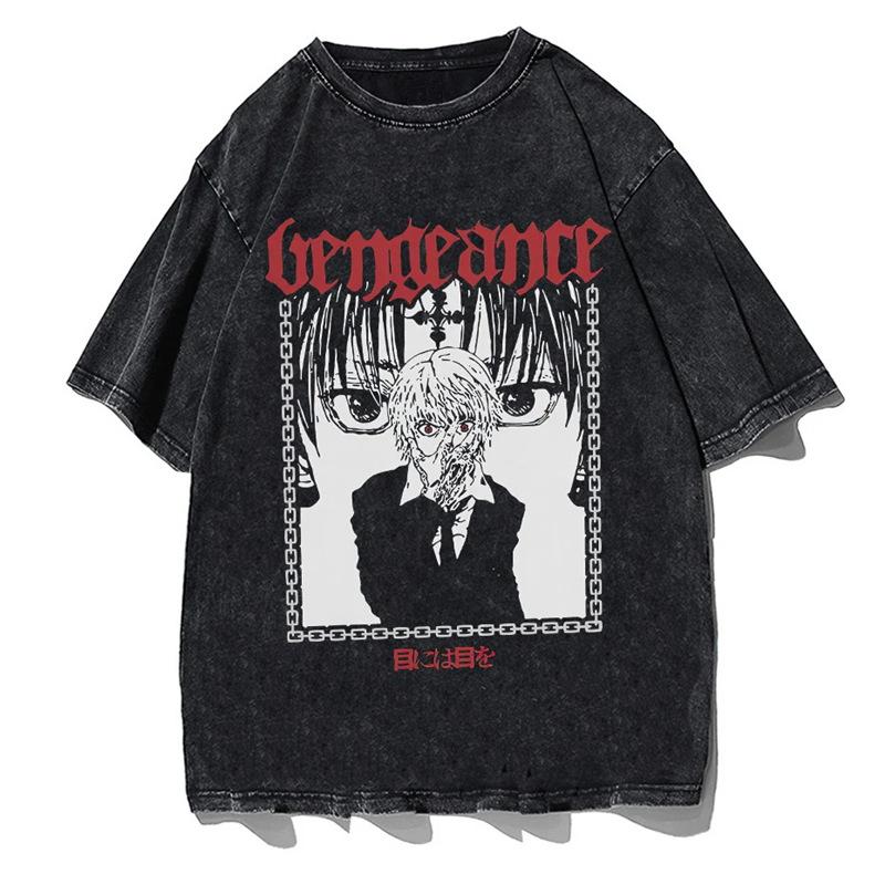 Anime Kulopi Japanese New Hunter T Short Sleeve Summer Dress Retro Full-Time Hxh Shirt Peripheral Card Washed Straight Cotton M