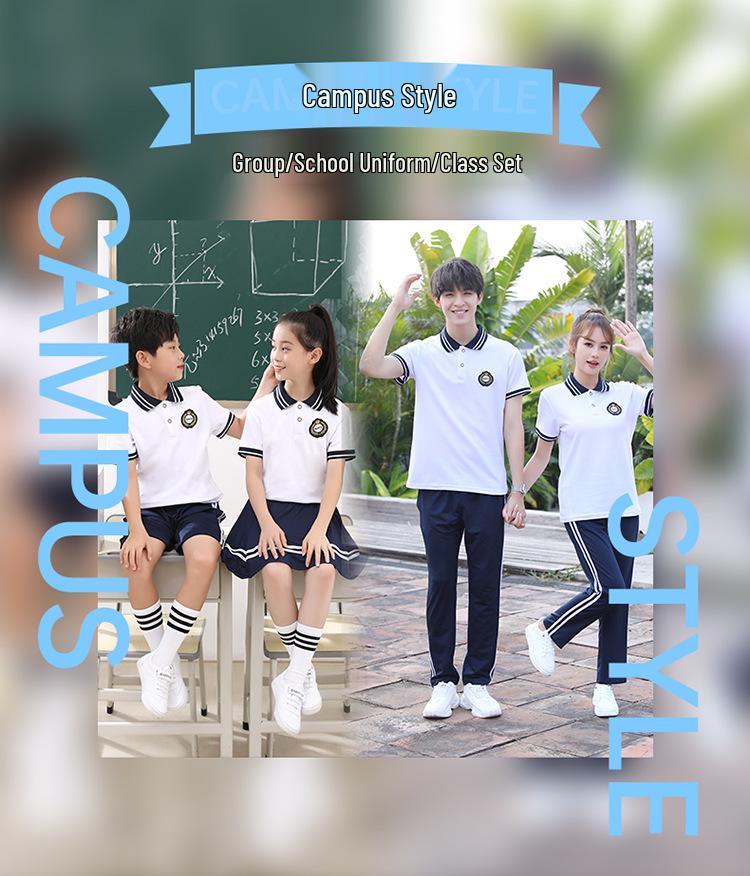 2023 Summer Short Sleeve T-shirt School Uniform Set for Junior & High School Students - Boys & Girls Two-piece Sports Class Uniform