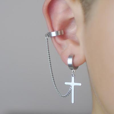 1Pc Punk Earring Exquisite Ear Decoration Vintage Chain Cool Jewelry Men Cross