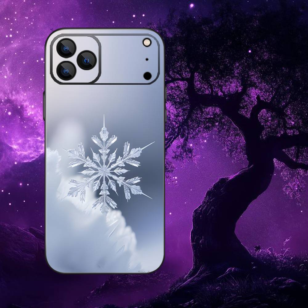 

Beautiful Snowflak Christmas Phone Case For iPhone 17,16,15,14,13,12,Pro,Max,Plus,E,SE4,Air,Mini Black Soft Box iPhone15promax