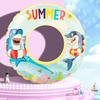 Summer Shark Themed Swim Ring, Inflatable Clear Float with Sea Animal Print