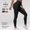 Women's European-American Style Tummy Control Yoga Pants - Solid, Striped, Peach Butt Lifting, Tight Fit for Running and Fitness