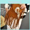 Feather Tassel Crossbody Purse With Zipper Closure For Everyday Use