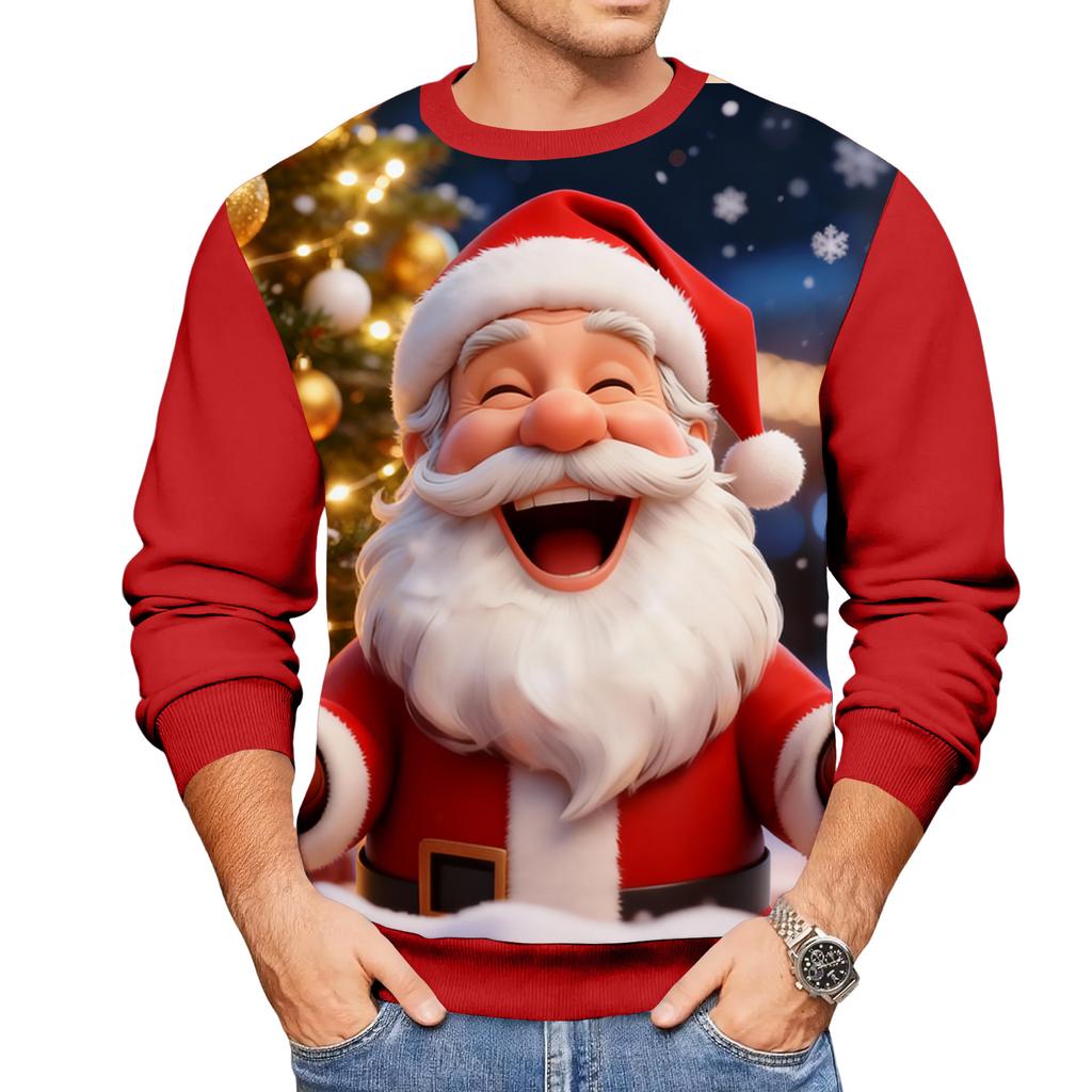 Weihnachtsdruck Lockerer Herren-Hoodie