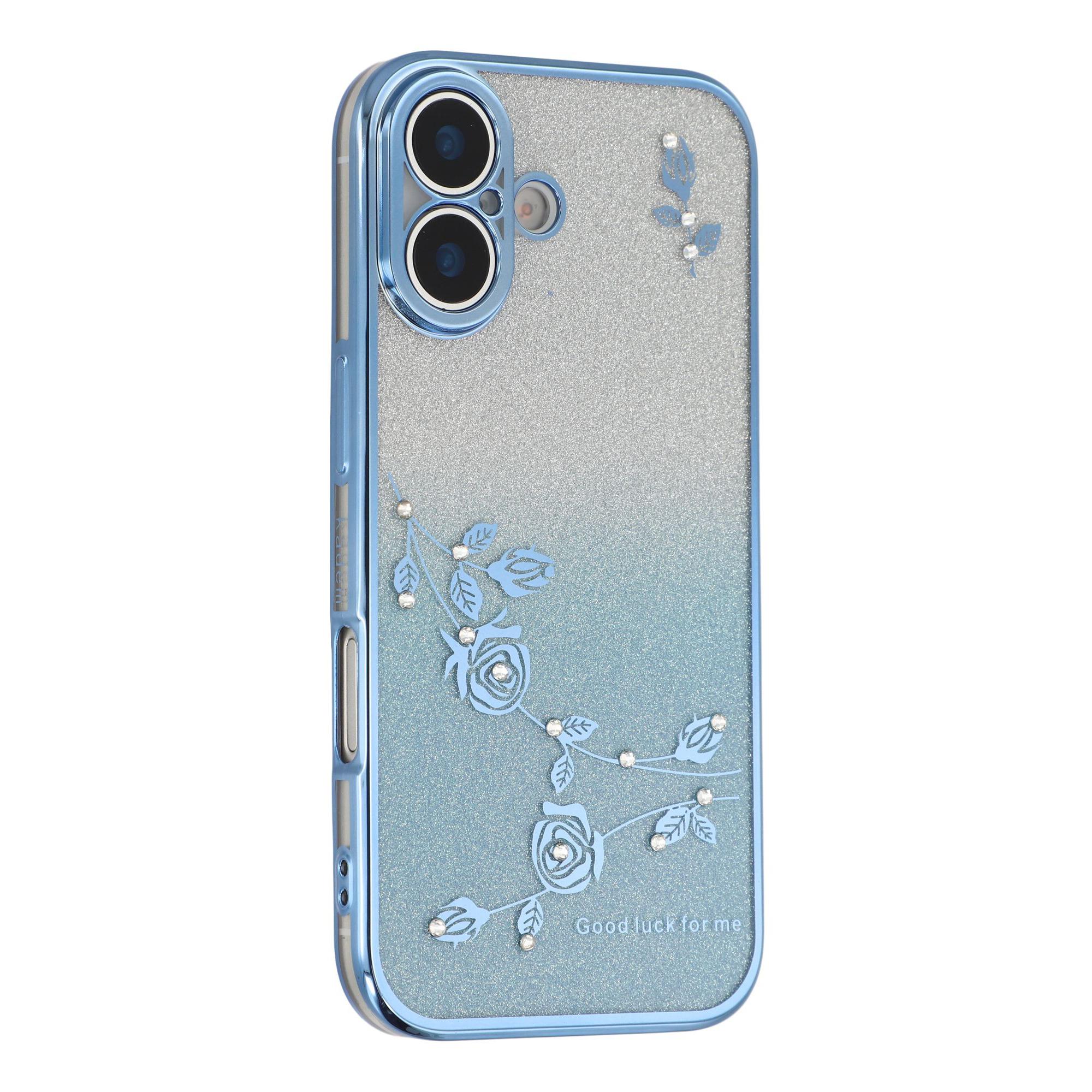 

KADEM For iPhone 17 Case Flower TPU Flexible Gradient Phone Cover Blue