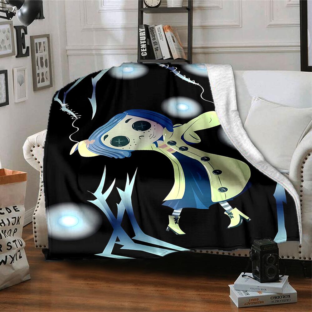 1pc Coraline (5) Blanket, Gift, for Men and Women, Soft Blanket, Good for Sofa Bed Couch Travel, Lightweight Flannel Blanket