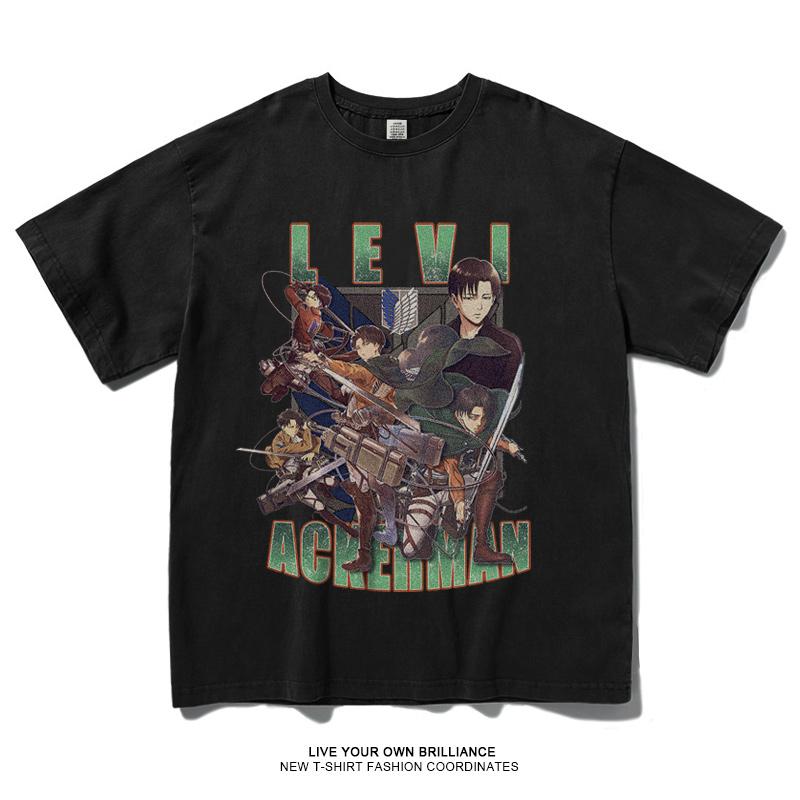 Attack on Titan Anime Alan Mikasa Leavell Printed 100% Cotton T-Shirt Japanese Anime Summer Trend Casual Streetwear