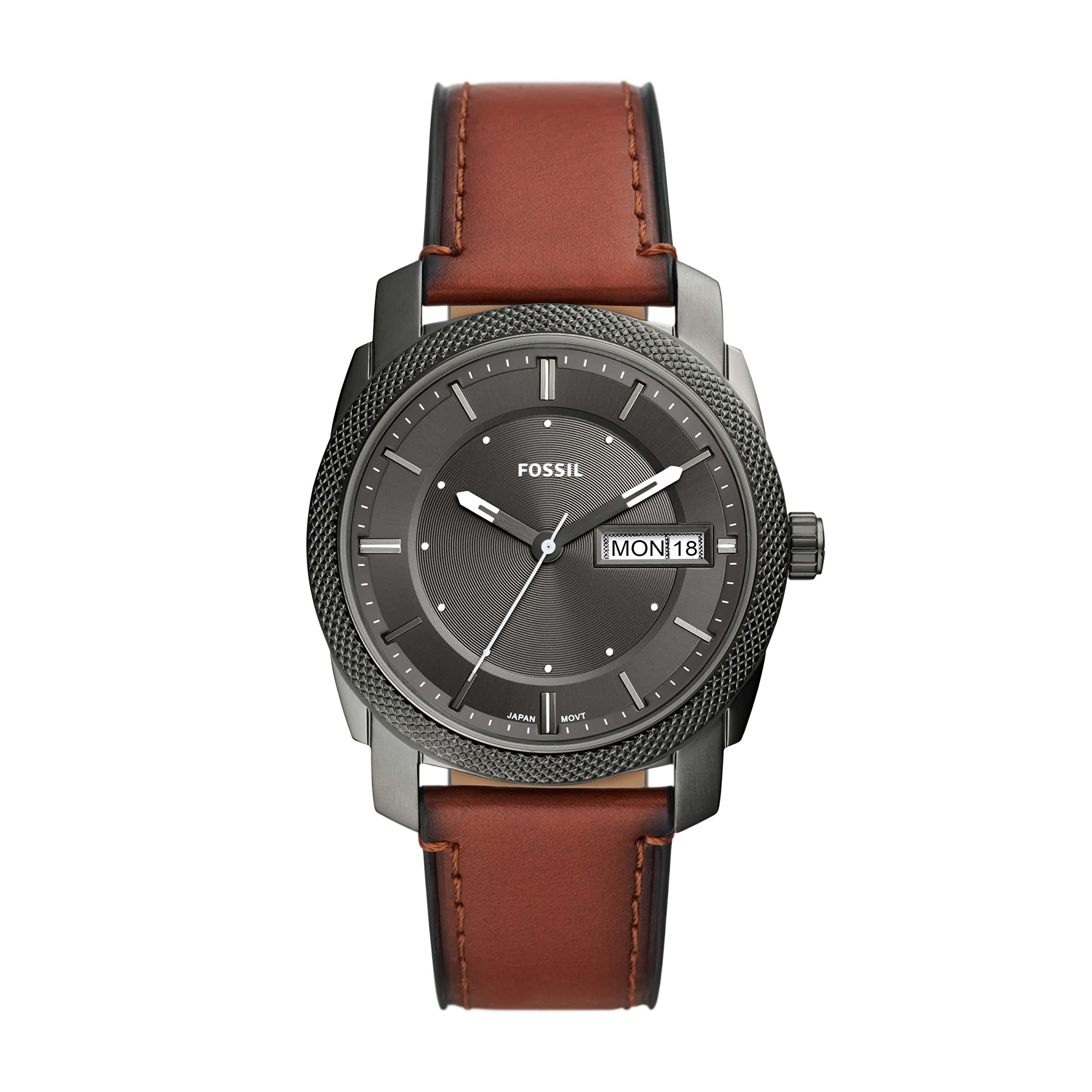 

MACHINE Three-Hand Date Brown Leather Watch