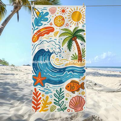 Vibrant Tropical Beach Vacation Towel Patterned Sunscreen And Windproof Suitable For Swimming Pool Camping Travel