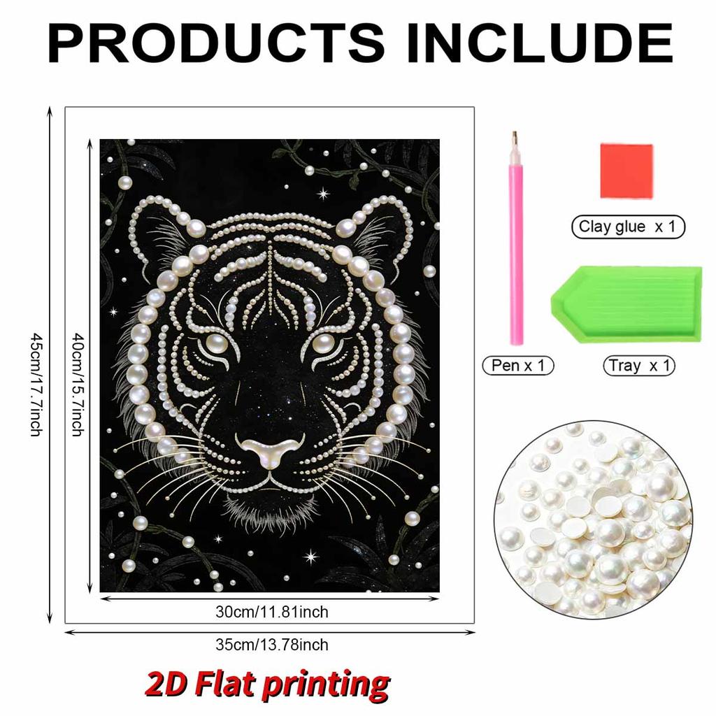 DIY Tiger Pearl Art Painting for Adults/Beginners Gift Home Decor Pearl Gem Paintings Picture Arts Craft 30x40cm Without Frame