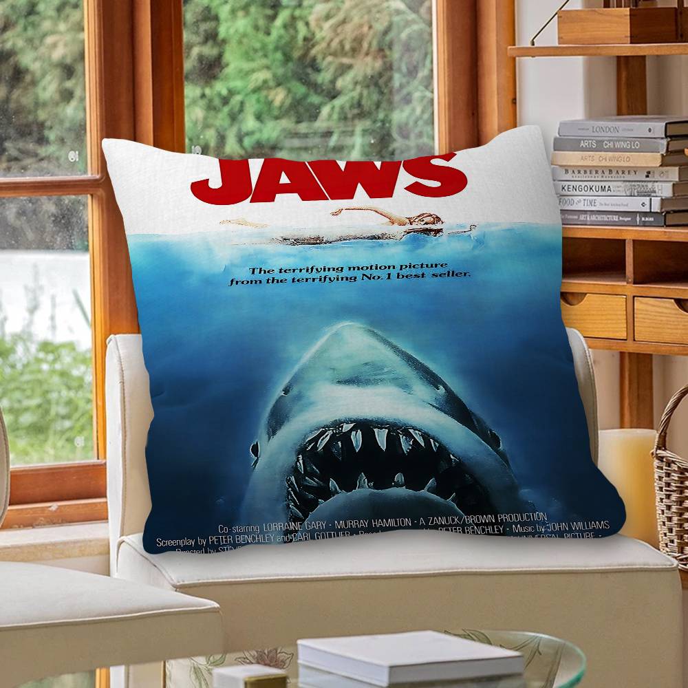 J-JAWS Movie Cushion Cover Inches Farmhouse Decor Home Throw Pillow Covers For Couch Decorations
