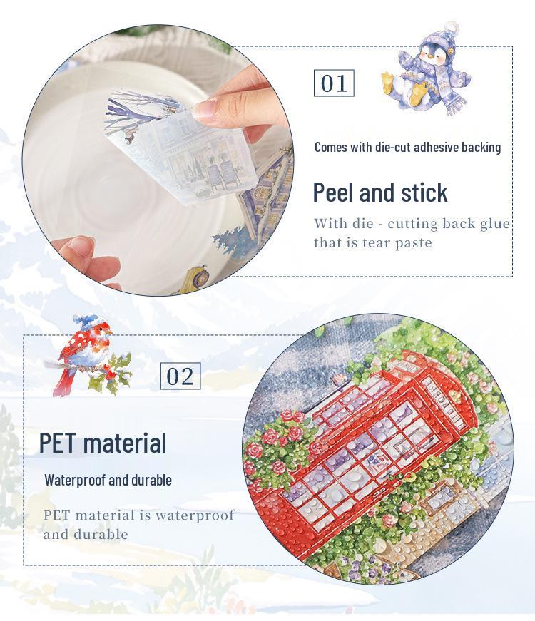 ZABC Four Seasons Landscape Sticker Book: Large, DIY Decoration with 4 Scenery Types