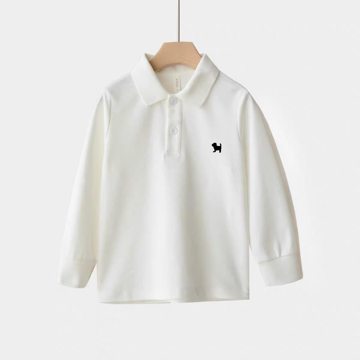 Spring Boys Cotton Long Sleeve Polo Shirt Cartoon Collar Top Fashionable 90