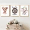 Lion Elephant Print Floral Boho Nursery Wall Art Dream Big Be Brave Canvas Painting Posters Cute Animal Kids Girls Bedroom Decor