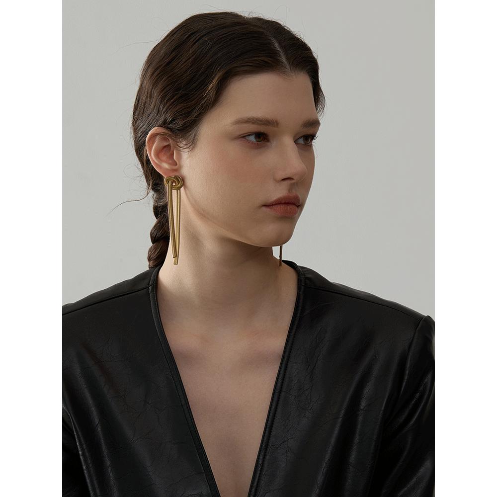 Yhpup 316l Stainless Steel Snake Chain Knot Tassel Long Hanging Drop Earrings Statement Metal Charm Daily Jewelry Waterproof