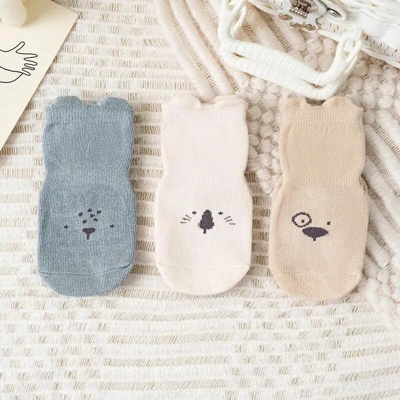 3/1 Pairs Cartoon Baby Socks Infant Newborn Anti-Slip Cotton Floor Socks For Girls Boys Cute Unisex Rubber Grips Toddler Socken