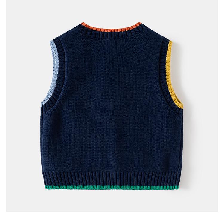 2024 Children's Cartoon Bear Sweater Vest - New Sleeveless Wool Pullover for Boys