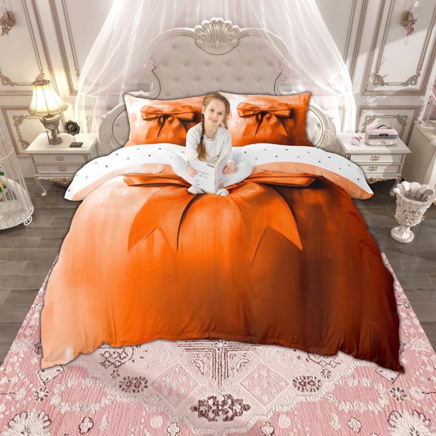 Homewish Aquarell Schleife Bettbezug Set 2-teilig/3-teilig, Mädchen Schleife Bettwäsche, Prinzessin Ombre Schleifenband Bettdeckenbezug Set